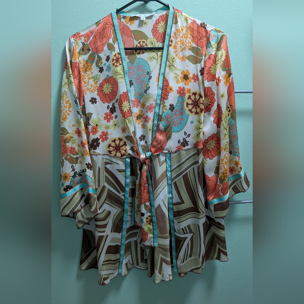 CAbi Multicolor Floral Kimono